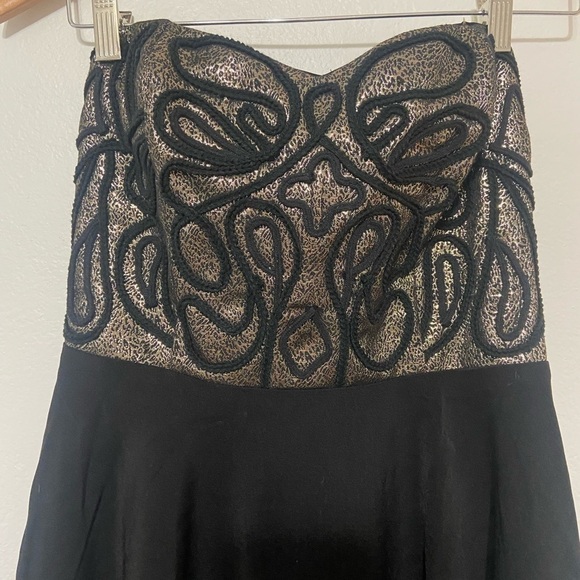Mustard Seed women's S strapless gold/black mini cocktail dress EUC - Picture 5 of 6